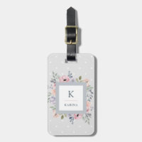 Nätt rosa vattenfärgblommigt och Monogram på grått