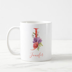 Nätt rosa vattenfärgbrev "J ", Kaffemugg
