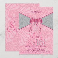 Nätt rosor, glittersweet sixteeninbjudningar