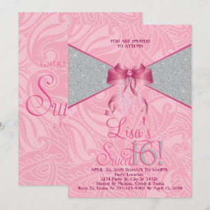 Nätt rosor, glittersweet sixteeninbjudningar inbjudningar