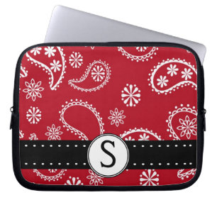 Nätt rött Paisley mönster med monogramen Laptop Sleeve