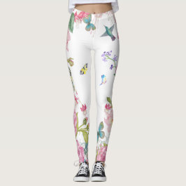 nätt semester för blommor för sommarfjärilsfåglar leggings