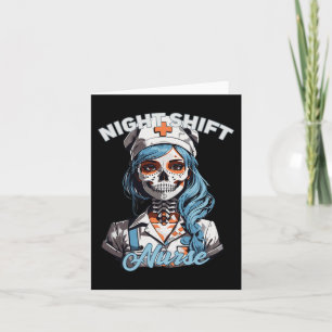Natt Shift Nurse Funny Skeleton Halloween Rn Nurs Kort