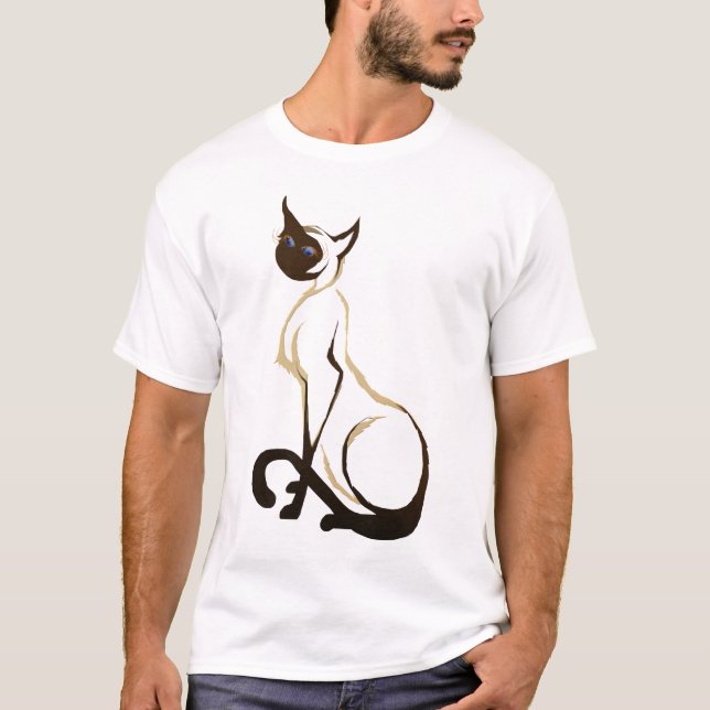 Nätt Siamese kattT-tröja för sitta T-shirt (Framsida)