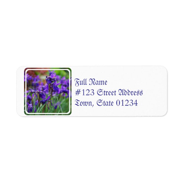 Nätt Siberian Iris Returadress Etikett (Framsidan)