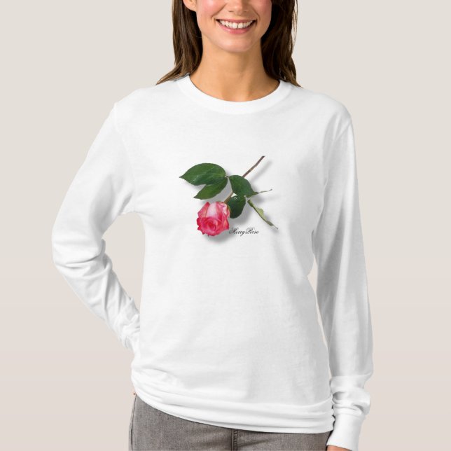 Nätt singelStemrosa ros Tee (Framsida)