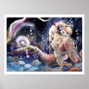 Nätt sjöjungfru i havsaffischen poster