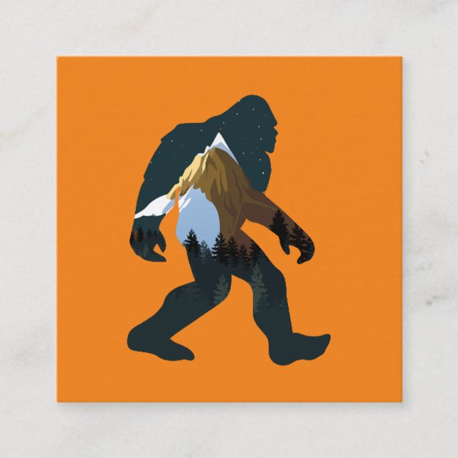 Natt Skog Bigfoot Fyrkantigt Visitkort (Framsida)