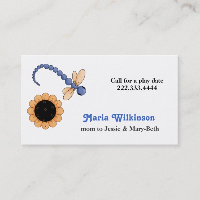 Nätt slända- och blommamammakort (Framsida)