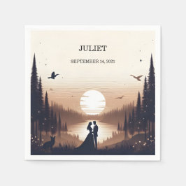 Natt Solnedgång Måne Moln Skymning Bröllopsfest fö Pappersservett