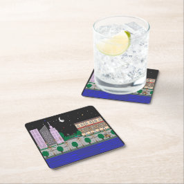 Natt Stad Underlägg Papper Kvadrat