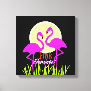 Nätt Summery rosa Flamingosoluppgång Canvastryck