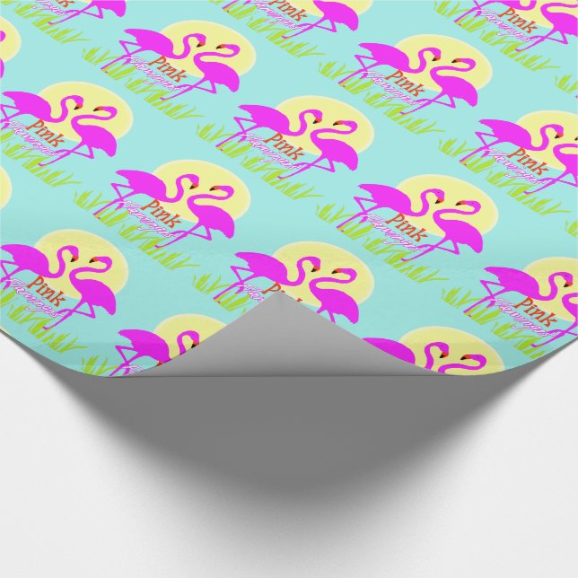 Nätt Summery rosa Flamingosoluppgång Presentpapper (Hörn)