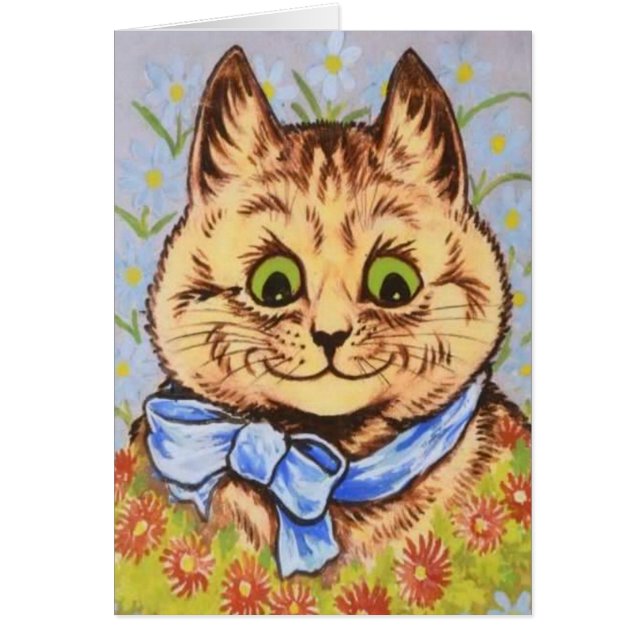 Nätt tabby katt hälsningskort (Framsidan)