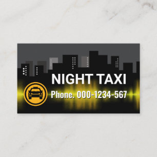 Natt Taxi City Byggnad Silhouette Visitkort