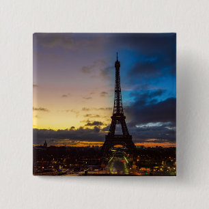 Natt till dag över Eiffel torn från Trocadero Knapp