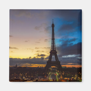 Natt till dag över Eiffel torn från Trocadero Magnet