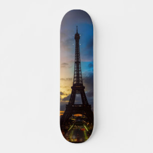 Natt till dag över Eiffel torn från Trocadero Mini Skateboard Bräda 18,5 Cm