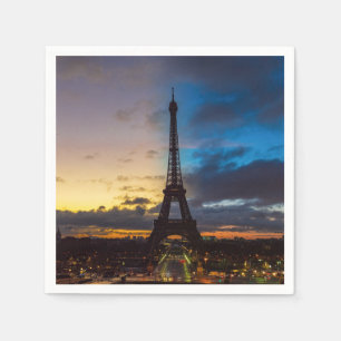 Natt till dag över Eiffel torn från Trocadero Pappersservett