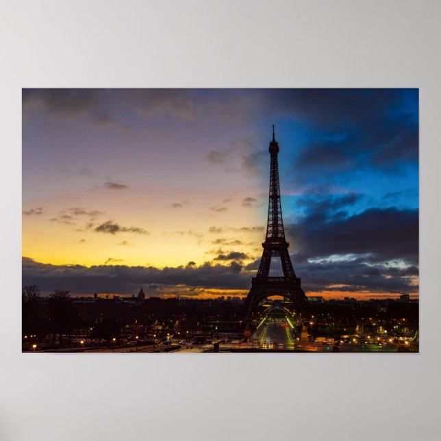Natt till dag över Eiffel torn från Trocadero Poster (Framsidan)