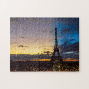 Natt till dag över Eiffel torn från Trocadero Pussel