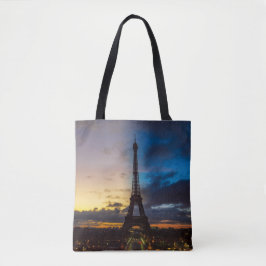 Natt till dag över Eiffel torn från Trocadero Tygkasse
