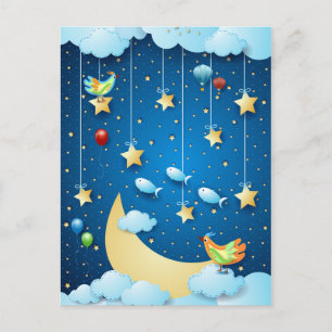Natt till stor luna vykort