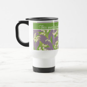 Nätt travel mug: Liljekonvaljer som är mauve Resemugg