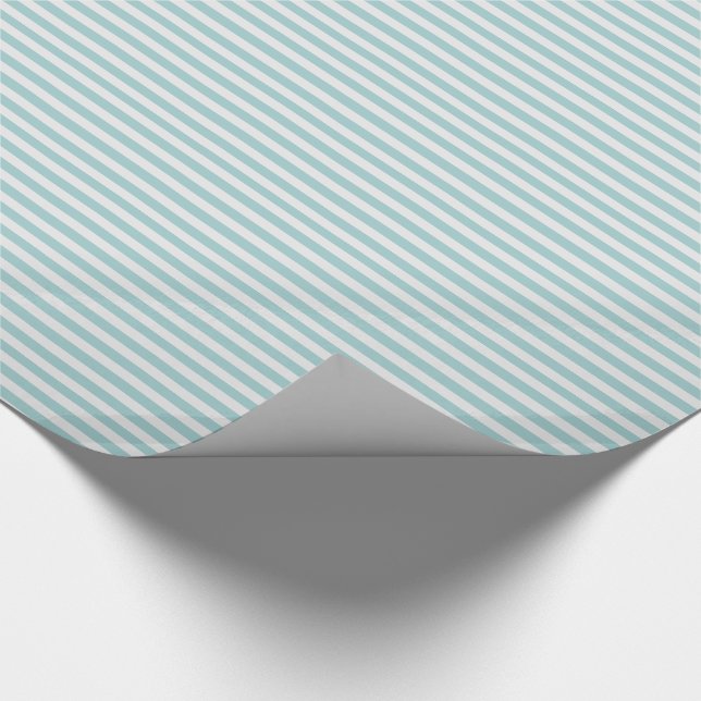 Nätt tunna mint- och vitrandar presentpapper (Hörn)