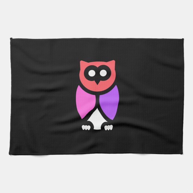 Natt Uggla, vacker Rosa och rött, Abstrakt pop Art Kökshandduk (Horisontell)