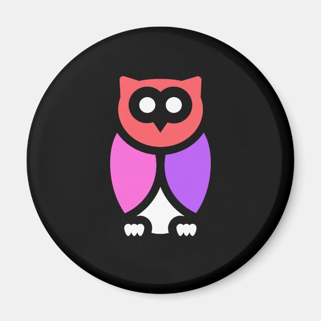 Natt Uggla, vacker Rosa och rött, Abstrakt pop Art Magnet (Framsidan)