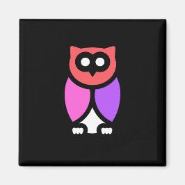 Natt Uggla, vacker Rosa och rött, Abstrakt pop Art Magnet