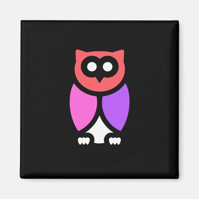 Natt Uggla, vacker Rosa och rött, Abstrakt pop Art Magnet (Framsidan)