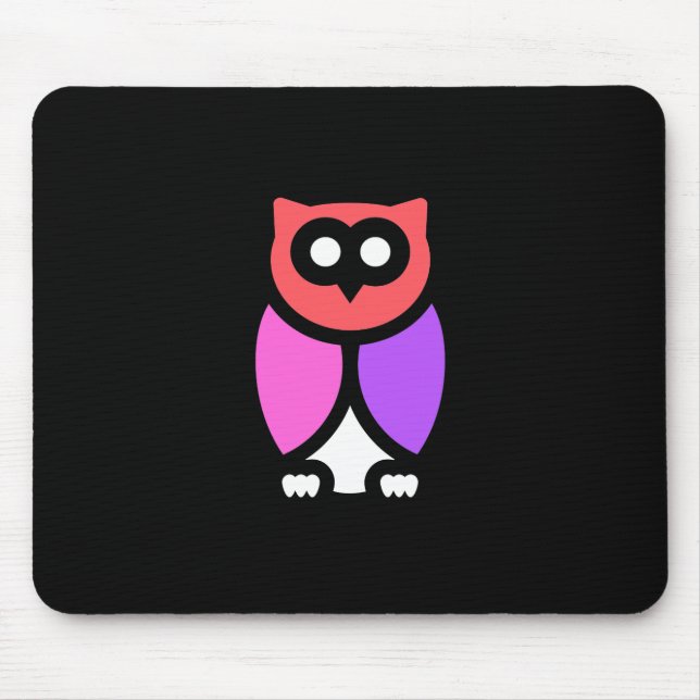 Natt Uggla, vacker Rosa och rött, Abstrakt pop Art Musmatta (Framsidan)