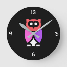 Natt Uggla, vacker Rosa och rött, Abstrakt pop Art Rund Klocka