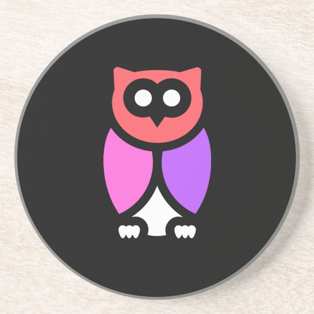 Natt Uggla, vacker Rosa och rött, Abstrakt pop Art Underlägg (Framsidan)