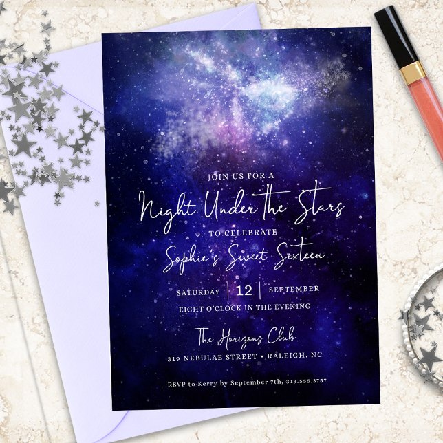 Natt under Stars Galaxy Sweet 16 Inbjudningar (Skapare uppladdad)