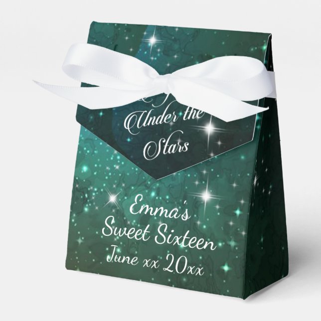 Natt under Stars Stars Elegant Sweet 16 Presentaskar (Framsidan Sidan)