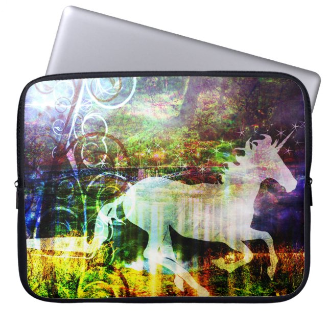 Nätt Unicorn för fantasilandsaga Laptop Sleeve (Framsidan)