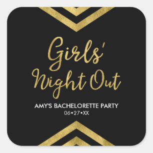 Natt ut i Modern Faux Guld Chevron Girls Fyrkantigt Klistermärke