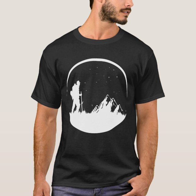 Natt Vandring Stjärnor Berg T Shirt (Framsida)