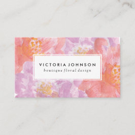 Nätt vattenfärgblommor för pioner | visitkort