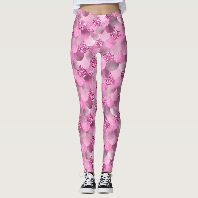 Nätt vibrerande skuggar av Pinks & lila sjöjungfru Leggings (Framsida)