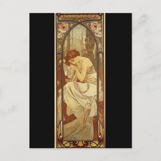 Natt - vid Alphonse Mucha Vykort (Framsida)