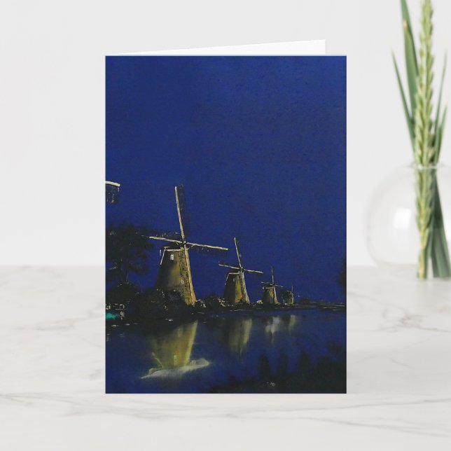 Natt vid Kinderdijk Kort (Framsida)