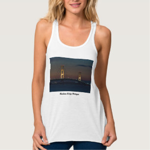 Natt vid Mackinac Bridge-Tanktop Linne Med Racerback