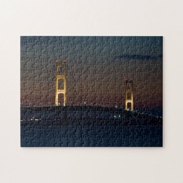 Natt vid Mackinac-bron Pussel (Horisontell)