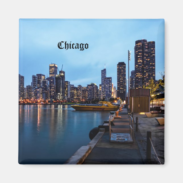 Natt vid marinpiren magnet (Framsidan)