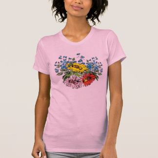 Nätt vildblommadesignkvinna T-tröja T-shirt