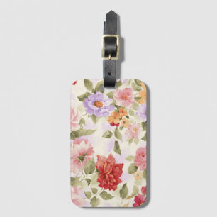 nätt vintage färgad blommigt bagagebricka